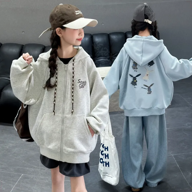 【巴拉新品】女童外套2025新款春秋款儿童洋气时髦连帽卫衣中大童