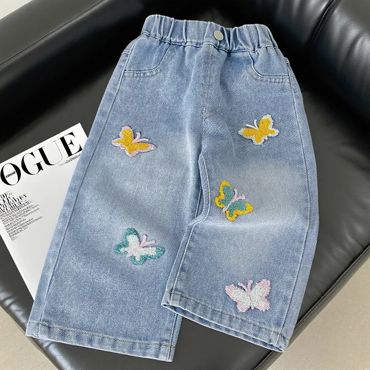 女童牛仔裤2025秋季新款直筒阔腿水洗软牛仔女宝宝百搭宽松长裤子