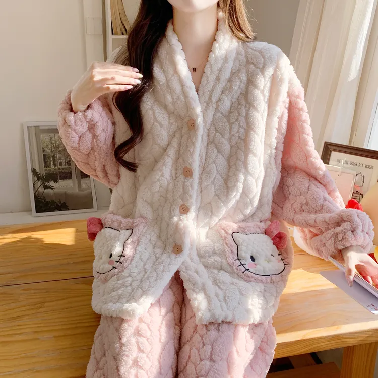 孕妇睡衣秋冬季珊瑚绒加厚睡衣可外穿冬天产后月子服保暖哺乳坐月