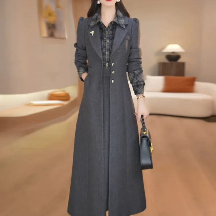 【纪朵研】8122#小香风衣外套连衣裙套装女春秋2025新款爆款两件套