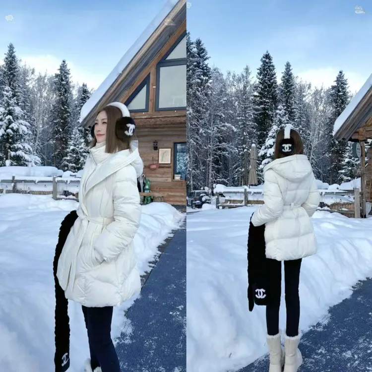 熙薇『白雪仙踪』2025冬季新款气质中长款休闲羽绒服H6933