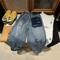 吴小越w1779男童加绒牛仔裤冬款刺绣痞帅男孩冬新款韩版长裤