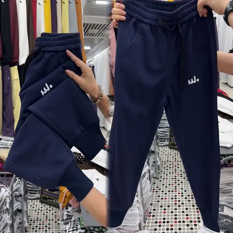 小个子女休闲卫裤2025春秋新款加厚不加绒高腰束脚弹力洋气时尚