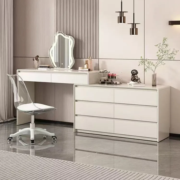 梳妆台卧室2025家用新款全实木斗柜一体烤漆化妆桌斗柜一体梳妆台