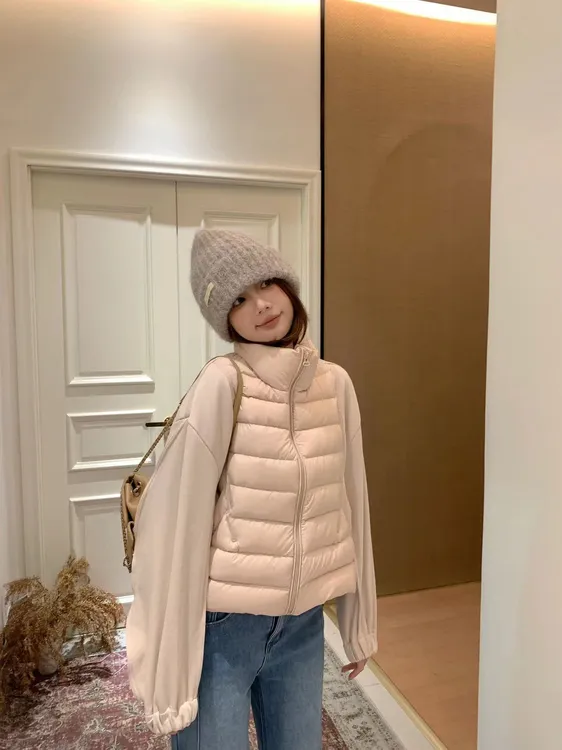 【芝士Cheese】神户日记 时尚保暖白鸭绒90拼接立领羽绒服