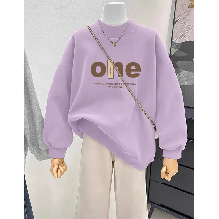 半高领套头卫衣女设计感小众宽松休闲百搭洋气上衣加绒加厚秋冬季