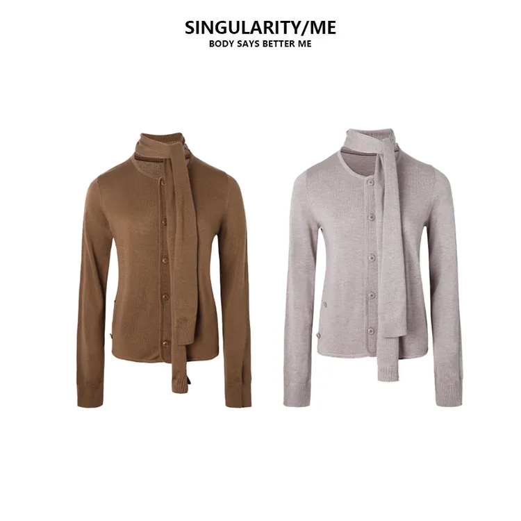 Singularity Me 9A 309 围脖系带优雅老钱风显瘦百搭气质针织开衫