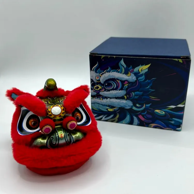 【金属风渐变绿】醒狮摆件赠送坐垫车载居家摆件醒狮工艺品礼品收藏