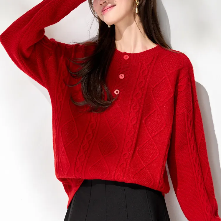 本命年大码女装红色毛衣2026新款胖mm遮肉显瘦上衣洋气宽松打底衫