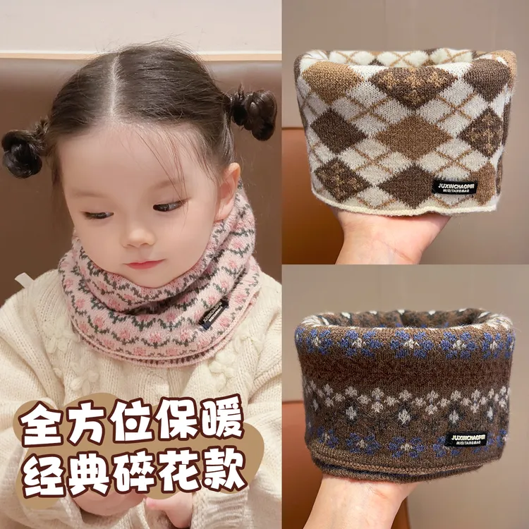 【儿童】针织围脖森系冬季极简风日韩四季休闲围巾百搭碎花围脖复古