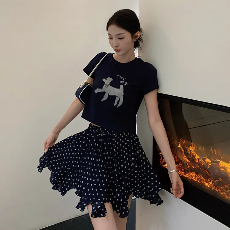 Moprobably李予诺「快乐小狗」“100棉”韩系印花休闲短袖T恤L5247126