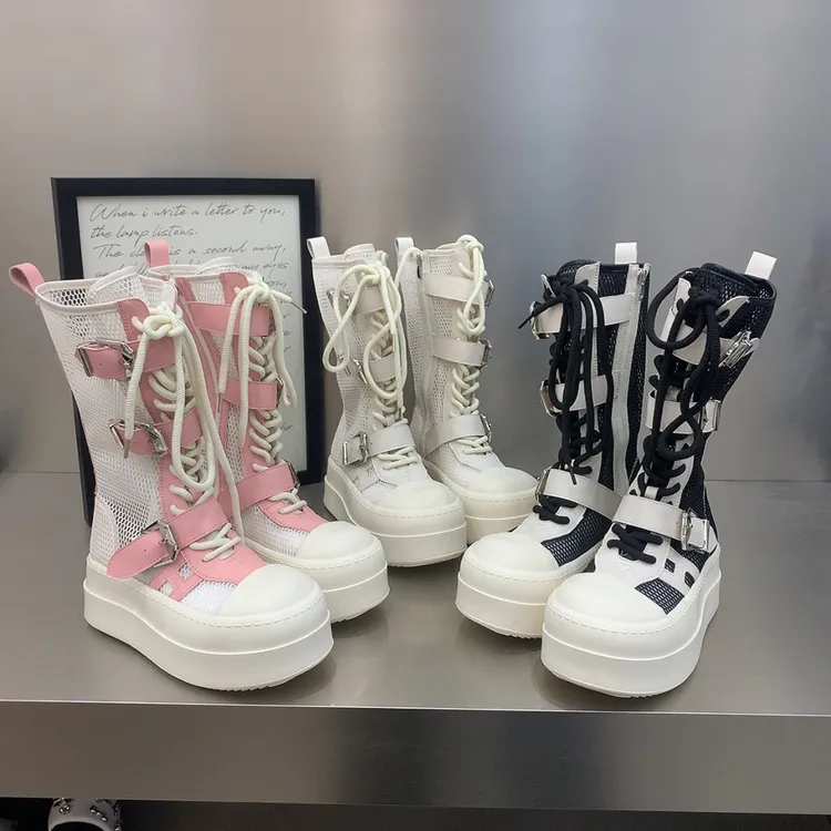 浩源800-16韩版时尚网面厚底6公分彩色网红爆款时装透气网面短靴