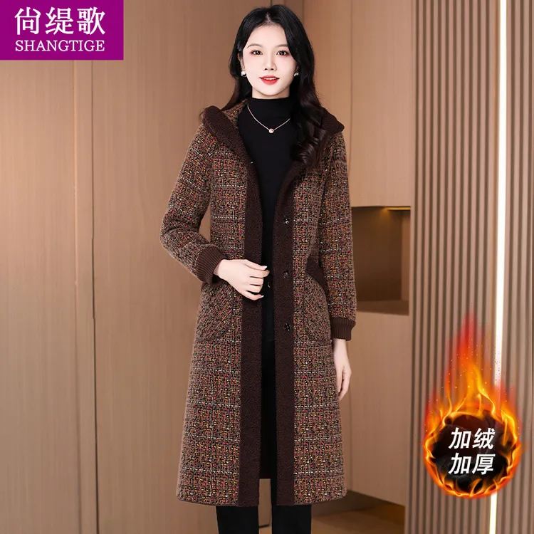 毛呢大衣女秋冬2025新款高级感穿搭小个子减龄妈妈毛呢外套中长款