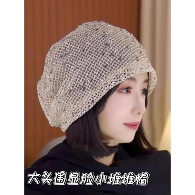 夏季薄款宽松堆堆帽子女遮白发显脸小休闲套头帽新款时尚百搭冷帽