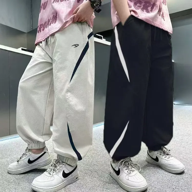 儿童拼色工装裤男女童长裤2025春夏新款韩版时尚百搭中大童裤子潮