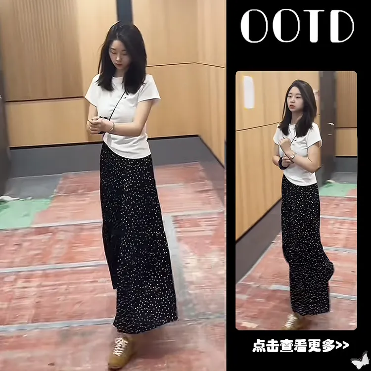 夏季流行穿搭一整套女2025新款韩版白色T恤高腰碎花半身裙两件套