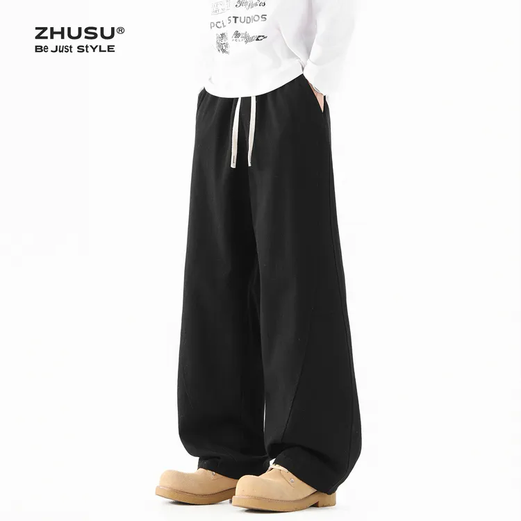 男春秋纯棉裤子工装裤男生休闲裤秋季2025新款男款阔腿直筒裤卫裤