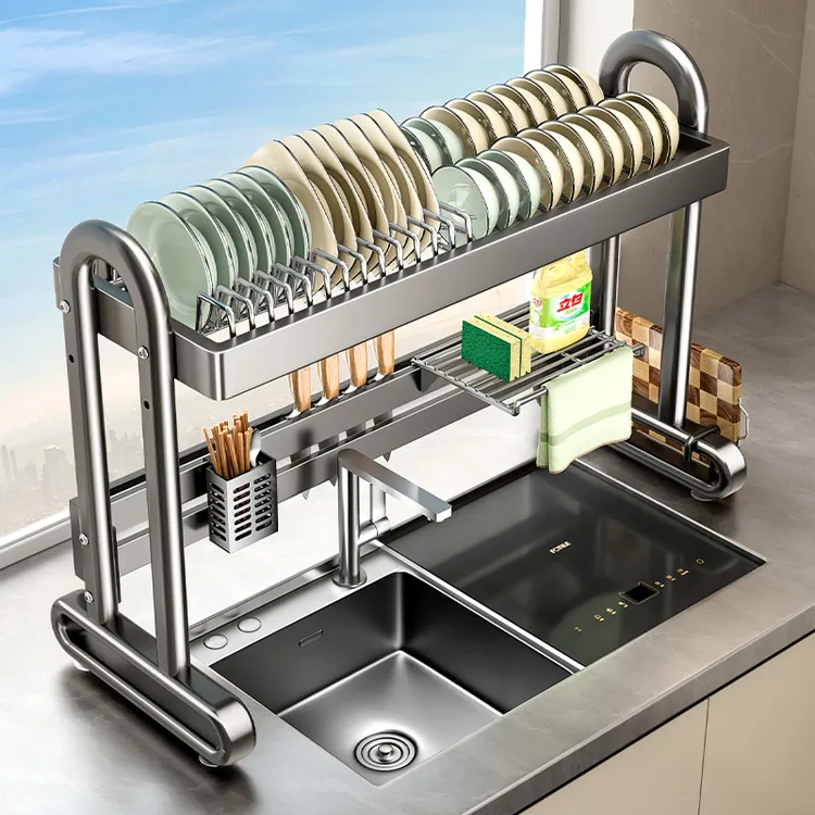 厨房水槽置物架台面碗盘不锈钢收纳架水池碗架多功能放碗碟沥水架