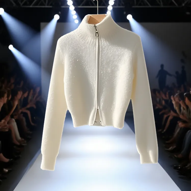 冬季穿搭小个子高端独特超好看白色毛衣外套女休闲气质针织衫爆款