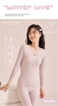 【NN+】【蕾丝边绵羊毛保暖套装】非聚酯纤维保暖内衣秋冬ol长袖女士