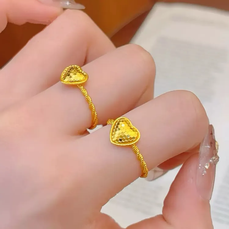 铜合金戒指 金店同款碎冰冰爱心戒指新款桃心开口指环女