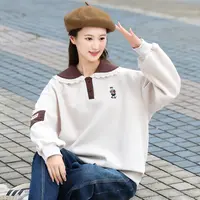 初中生卫衣女甜美娃娃领高中生小熊上衣大童洋气时尚上衣春秋季