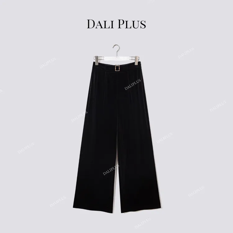 DALI PLUS“金属圈直筒裤”松紧腰通勤百搭长裤-D5SS7217-1