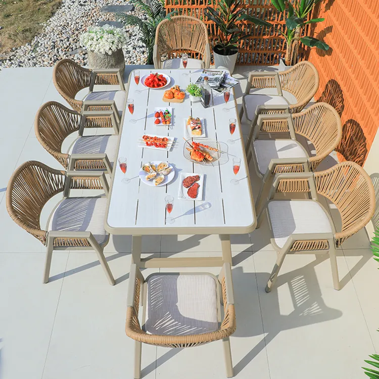 户外专用防水简约阳台北欧餐厅长方形外摆铝合金多功能烧烤桌椅