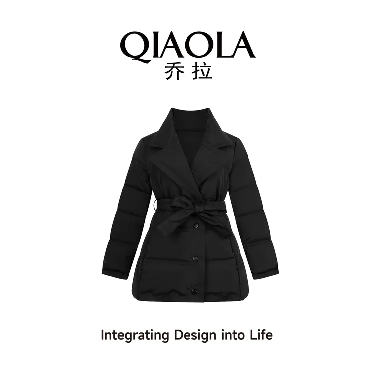 QIAOLA/乔拉【罗马雪夜】秋冬季鸭绒翻领百搭休闲羽绒短外套