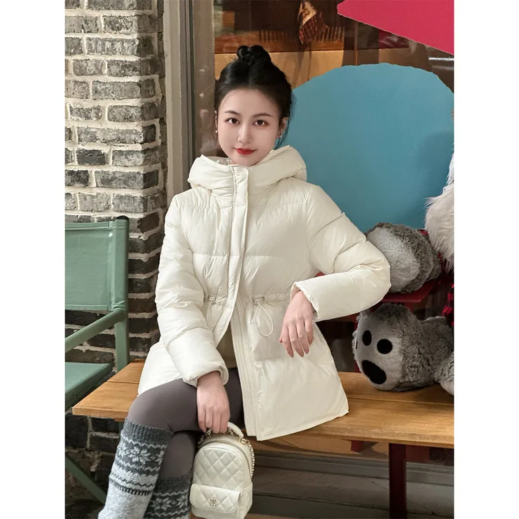 【叙写冬日】小个子定制冬季时尚宽松抽绳收腰连帽保暖羽绒服女