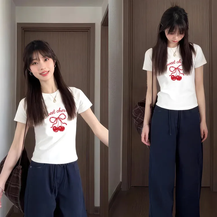 t恤女款2025新款爆款轻奢高级小众女装夏季ins欧美上衣短袖