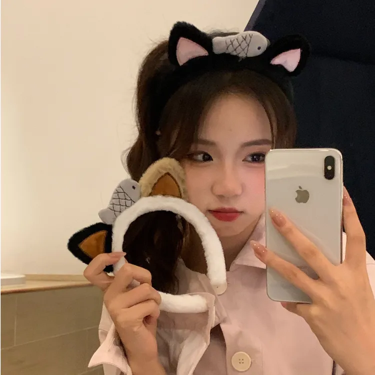 元气满满休闲风发箍头箍简约超萌小猫耳朵宽边气质少女风韩系ins