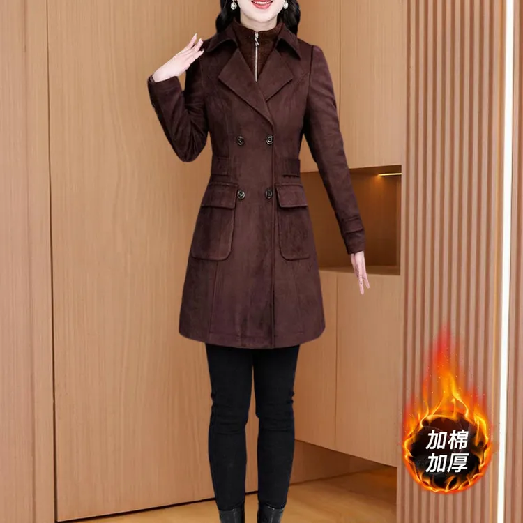 品牌美拉德时尚中长外套女2025秋冬新款加棉加厚洋气收腰爆款大衣