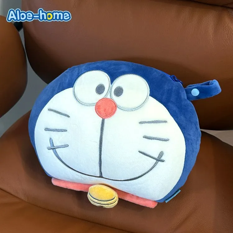 哆啦A梦颈部立体卡通毛绒抱枕可爱便携式办公室舒适午睡收纳U形枕