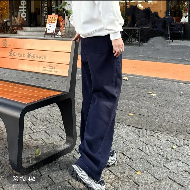 MUBINE 冬季爆款松紧腰抽绳加绒休闲香蕉弯刀卫裤 25296