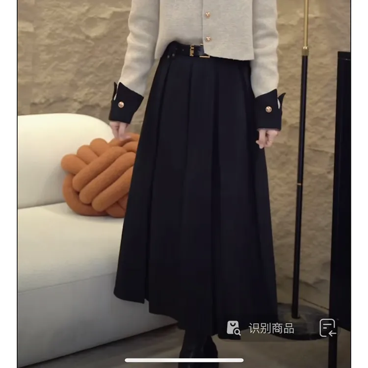 女士秋冬气质百搭显瘦高腰百褶裙洋气上档次半身裙子7052