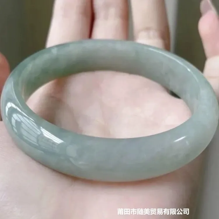 玉手镯女天然缅甸老坑冰糯种翡翠手镯女款油青飘花正圈翡翠玉镯子