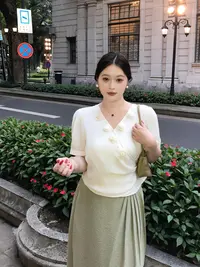 月半鱼【内购会】法式花朵微透衬衫女夏天收腰系带别致小衫设计感