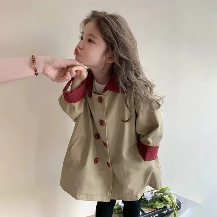 女童外套春秋款2025新款韩版儿童风衣中长款女宝宝春装洋气衣服潮