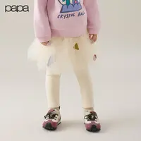 【秀场同款】papa爬爬冬季女童裤子假两件纱裙打底裤加绒保暖