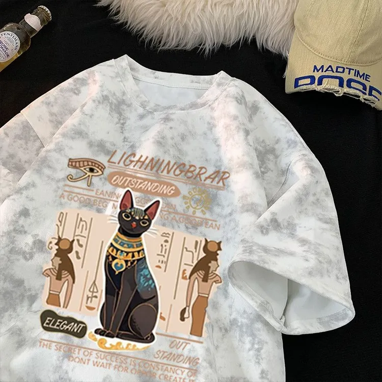 徐太浪美式扎染纯棉短袖男潮牌T恤复古夏季半袖潮流宽松百搭上衣