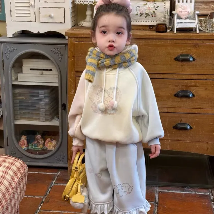 女童卫衣套装2025儿童秋季新款裤子插肩袖女宝宝加绒运动童装卫裤