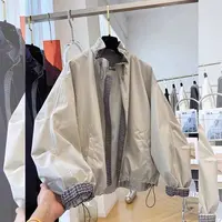 韩版春秋季拼接休闲新款大码短款风衣女装百搭高级感立领宽松潮流