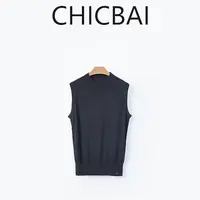CHICBAI 早秋叠穿 进口凉感曲珠纱金属标针织马甲背心