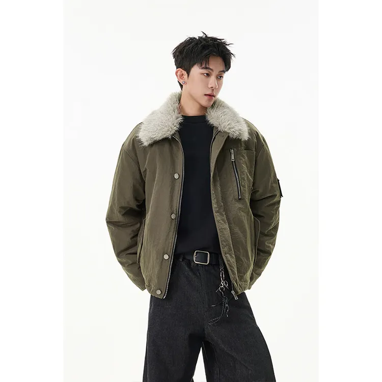 【李阿壹专属】MAODALAI冬款工装风棉衣外套男毛圈领宽松潮流美式复古休闲棉服