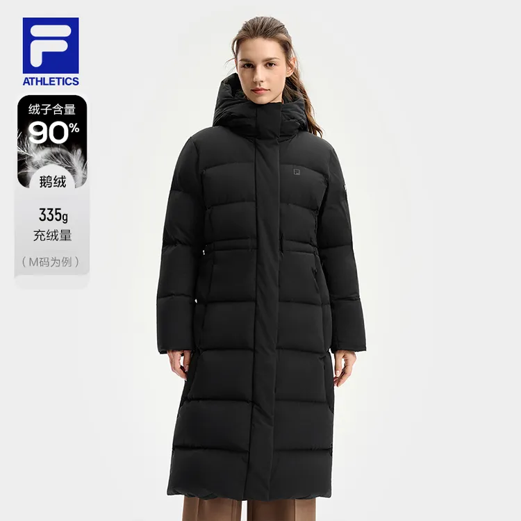 Fila/斐乐飞羽加厚保暖高克重鹅绒服女冬季新款收腰长款羽绒服