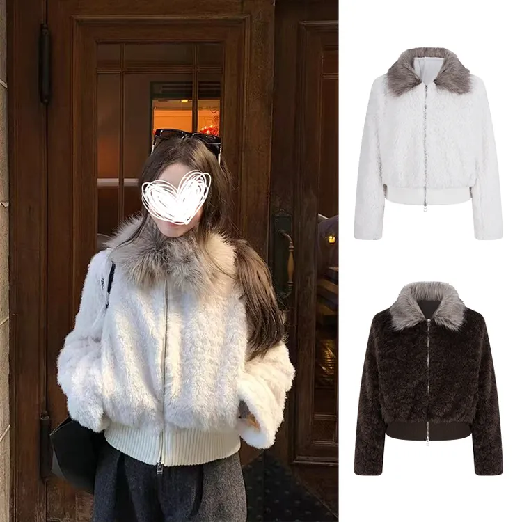 Moses Queen/魔西女王大毛领羊羔毛短外套加厚保暖毛茸茸冬季上衣