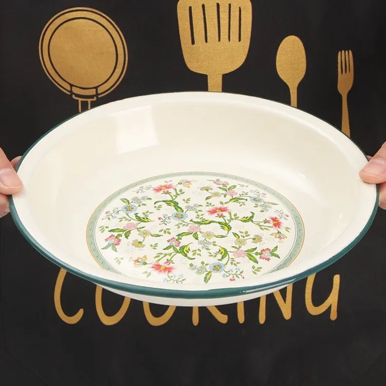 25.5公分加大加厚芳香搪瓷茶盘果盘菜盘