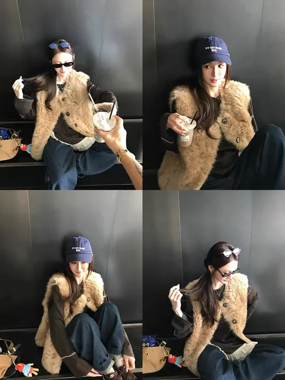 人造皮草 “欧尼马甲”2025秋冬季仿羊羔毛皮草毛毛马甲女百搭气质