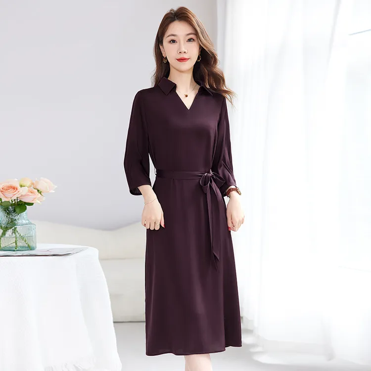 水墨佳人夏季新款桑蚕丝真丝长款连衣裙82501119